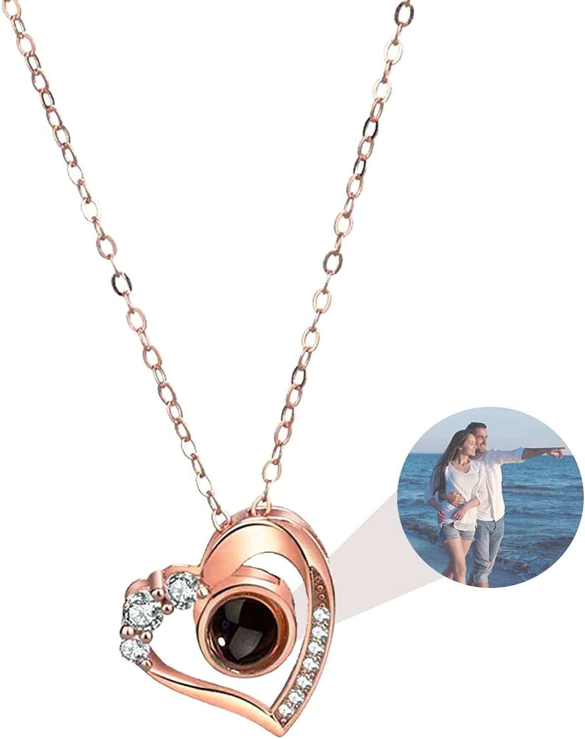 Heart Projection Necklace with Picture Inside - Customodish